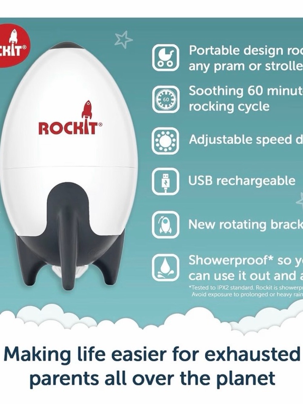 Portable Baby Rocker - White and Black
